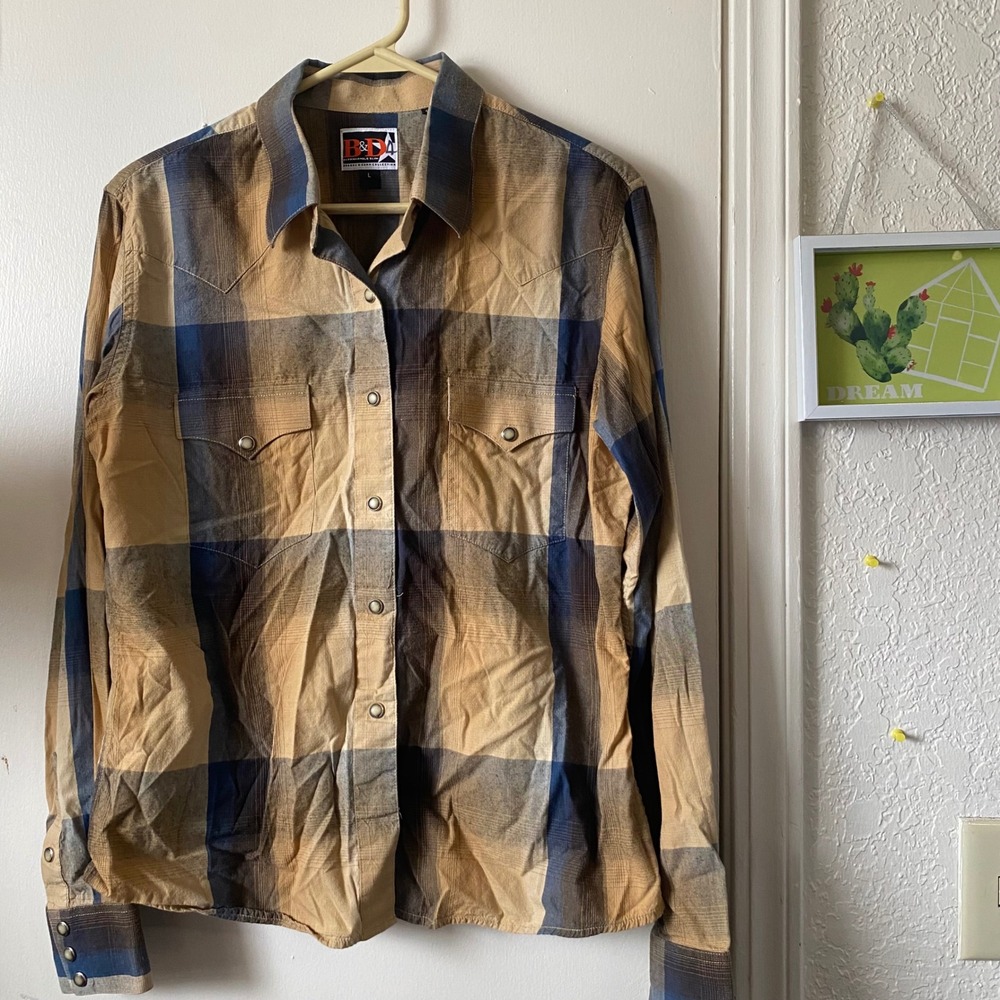 Brooks & Dunn by Panhandle Slim Womens Western Plaid‎ Shirt Long Sleeve Size L